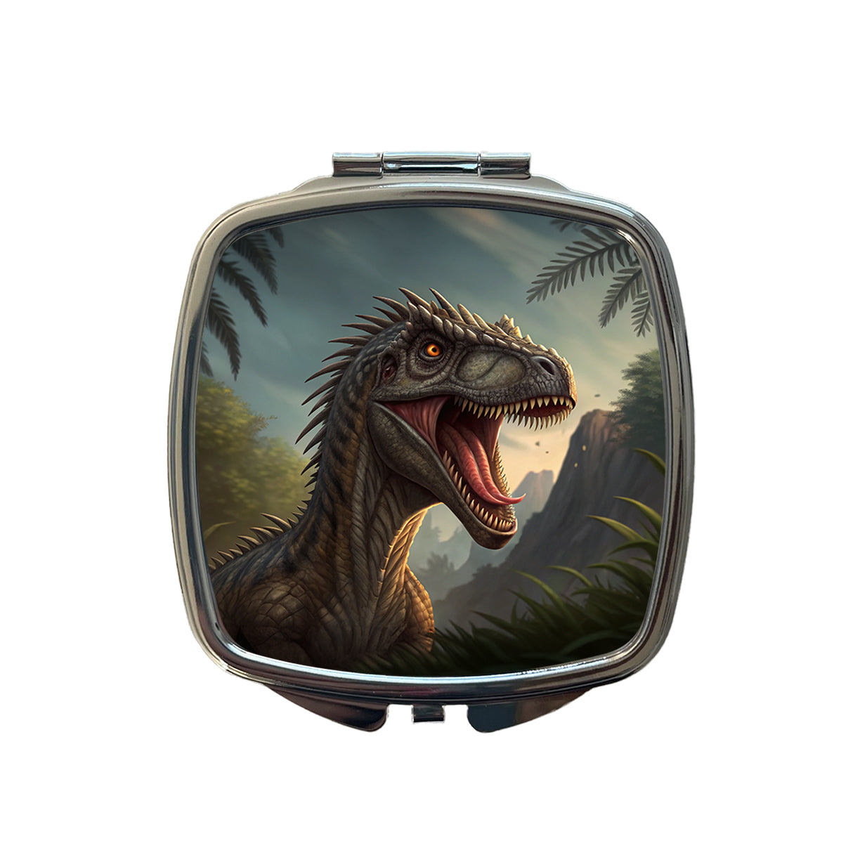 Roaring Eoraptor Dinosaur Scary Small Travel Purse Handbag Pocket Makeup Compact Mirror