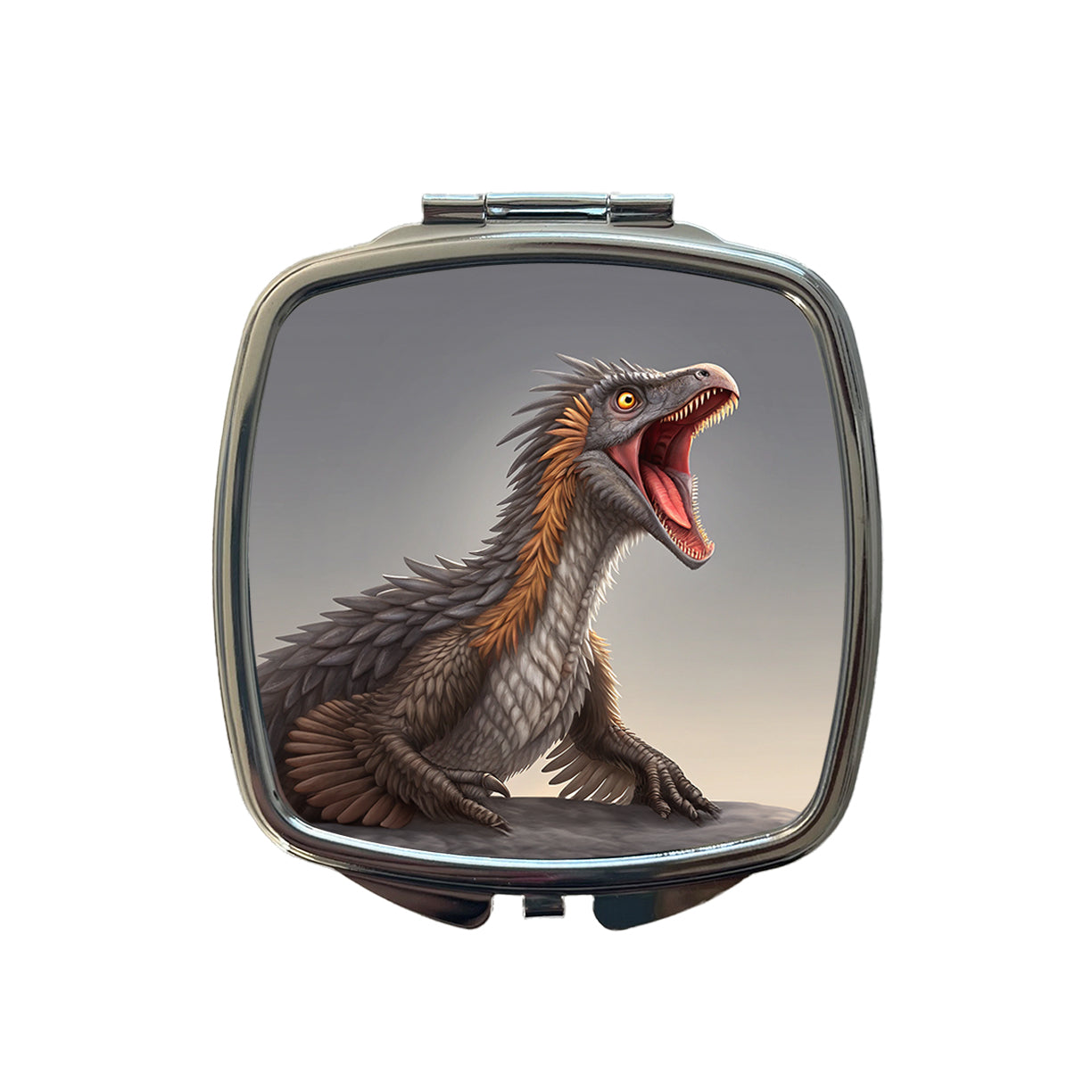 Roaring Therizinosaurus Dinosaur Scary Small Travel Purse Handbag Pocket Makeup Compact Mirror