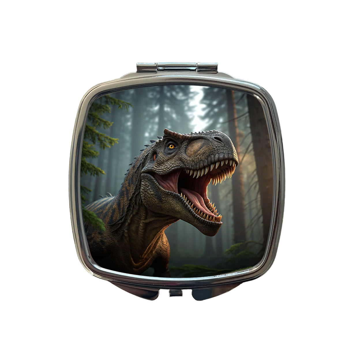 Roaring Tyrannosaurus Rex Dinosaur Scary Small Travel Purse Handbag Pocket Makeup Compact Mirror
