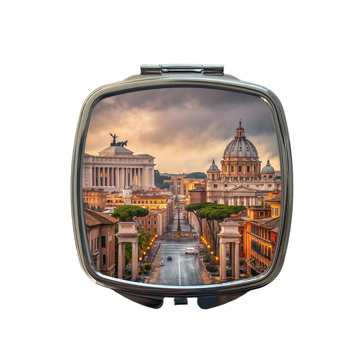 Rome Italy City Beautiful Travel Small Travel Purse Handbag Pocket Makeup Compact Mirror
