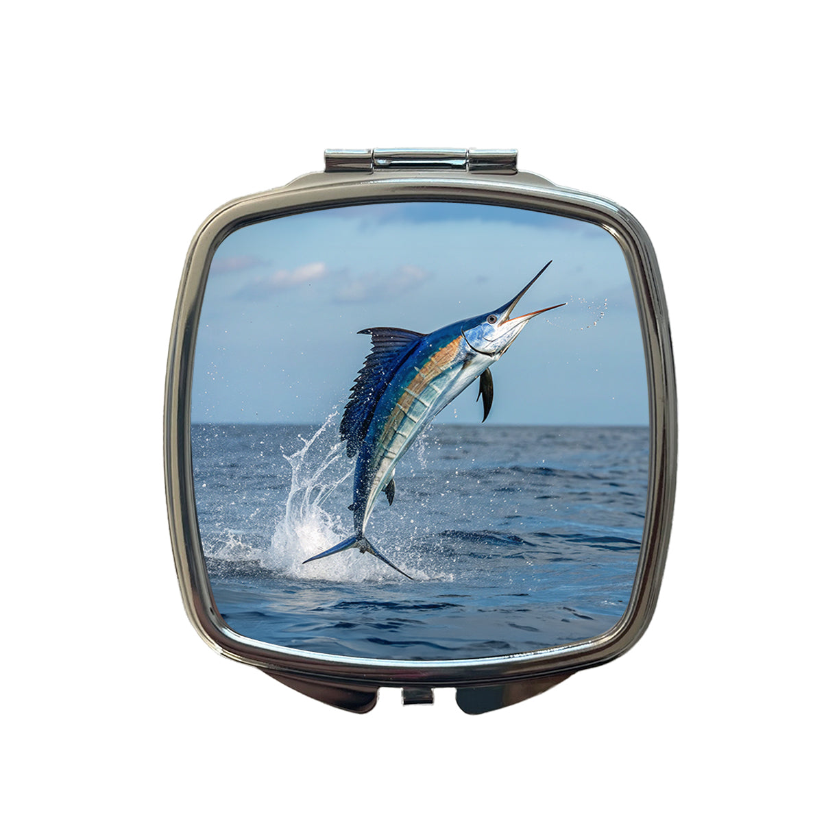 Sailfish Jumping Fishing Small Travel Purse Handbag Pocket Makeup Compact Mirror