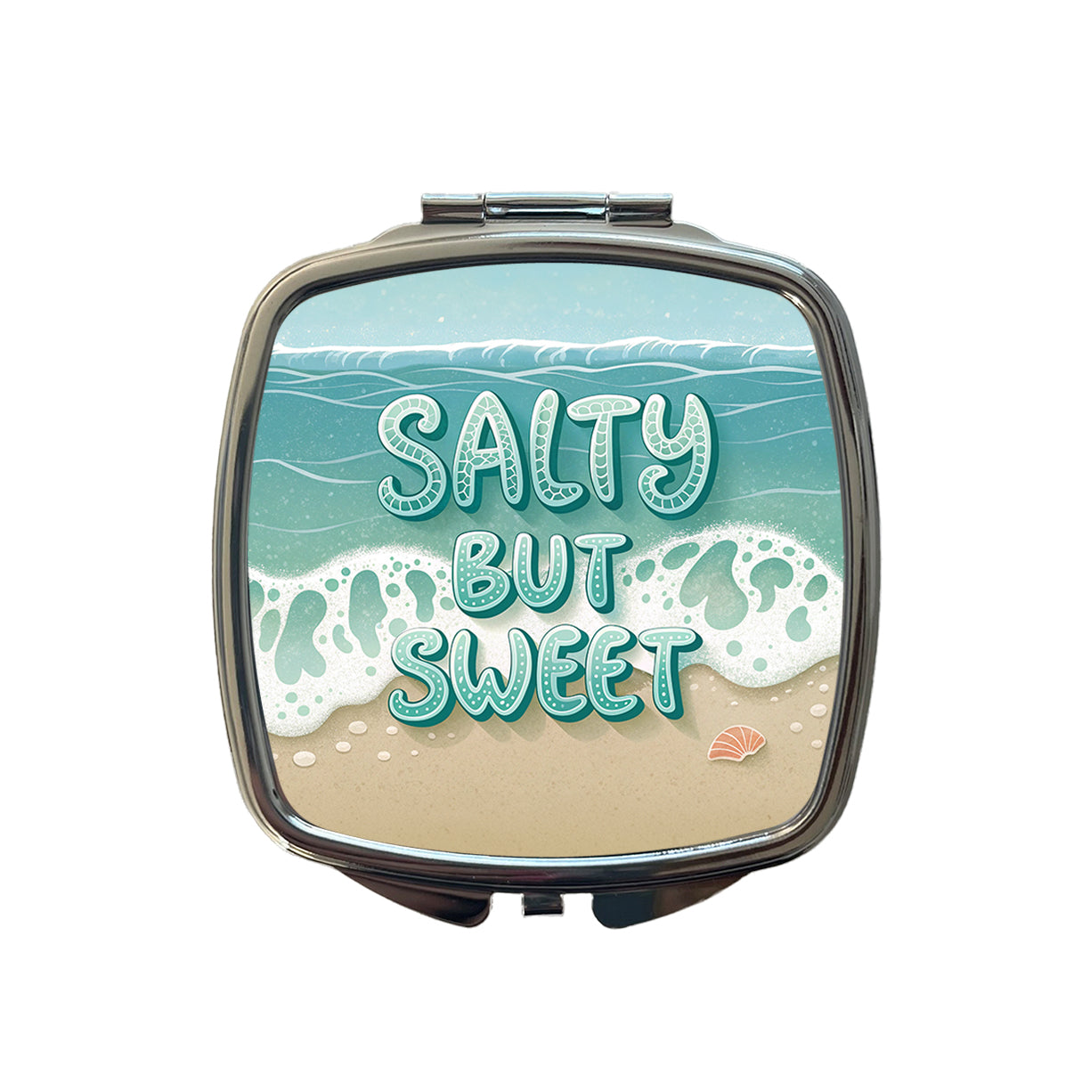 Salty But Sweet Sea Foam Ocean Beach Small Travel Purse Handbag Pocket Makeup Compact Mirror