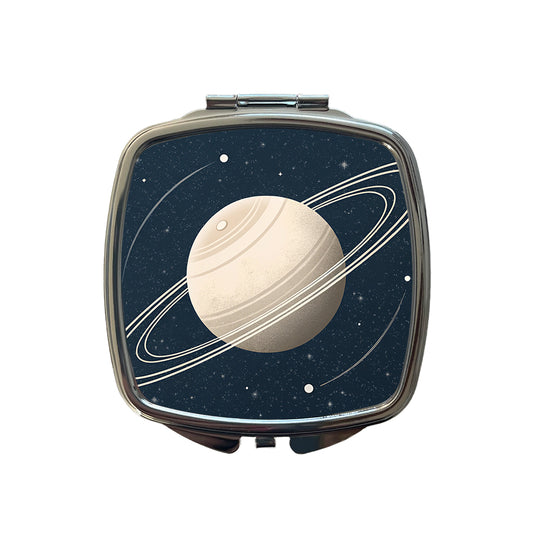 Saturn Planet Rings Space Small Travel Purse Handbag Pocket Makeup Compact Mirror