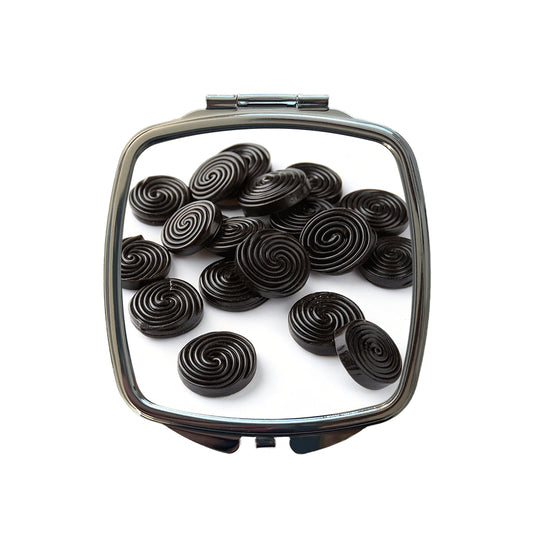 Scattered Black Licorice Small Travel Purse Handbag Pocket Makeup Compact Mirror
