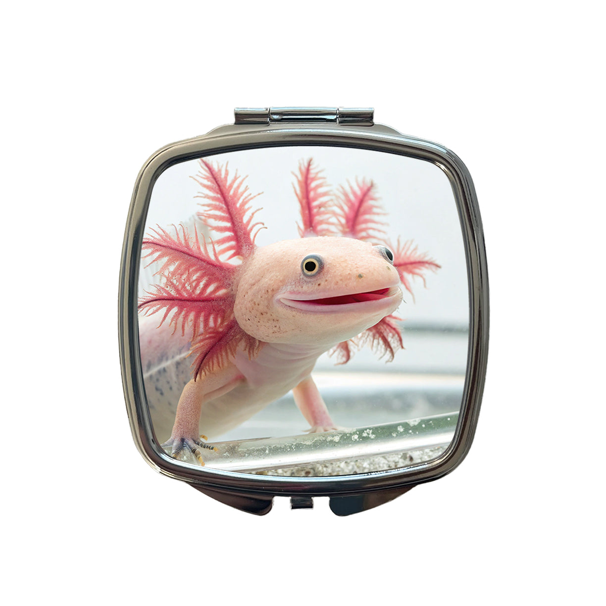 Smiling Axolotl Cute Funny Small Travel Purse Handbag Pocket Makeup Compact Mirror