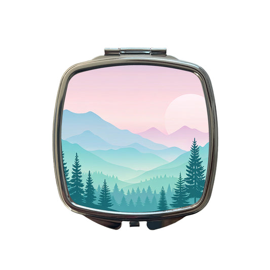 Soft Gradient Pastels Mountains Small Travel Purse Handbag Pocket Makeup Compact Mirror