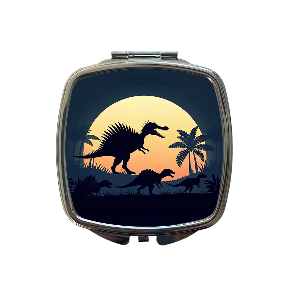 Spinosaurus Silhouettes Dinosaurs Small Travel Purse Handbag Pocket Makeup Compact Mirror