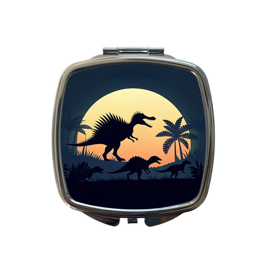 Spinosaurus Silhouettes Dinosaurs Small Travel Purse Handbag Pocket Makeup Compact Mirror