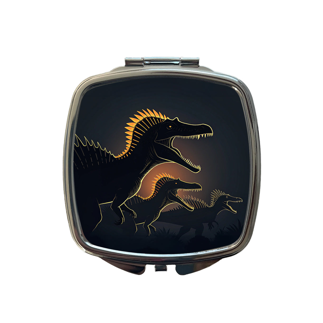 Spinosaurus Silhouettes Night Dinosaurs Small Travel Purse Handbag Pocket Makeup Compact Mirror