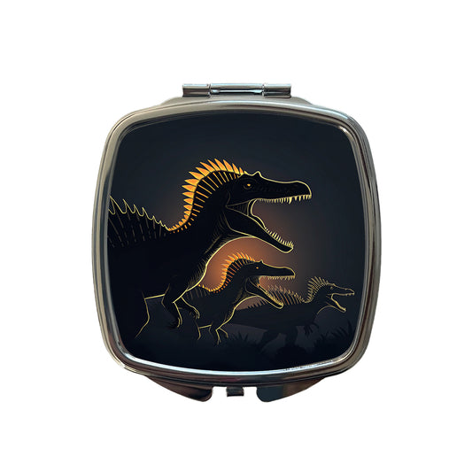 Spinosaurus Silhouettes Night Dinosaurs Small Travel Purse Handbag Pocket Makeup Compact Mirror