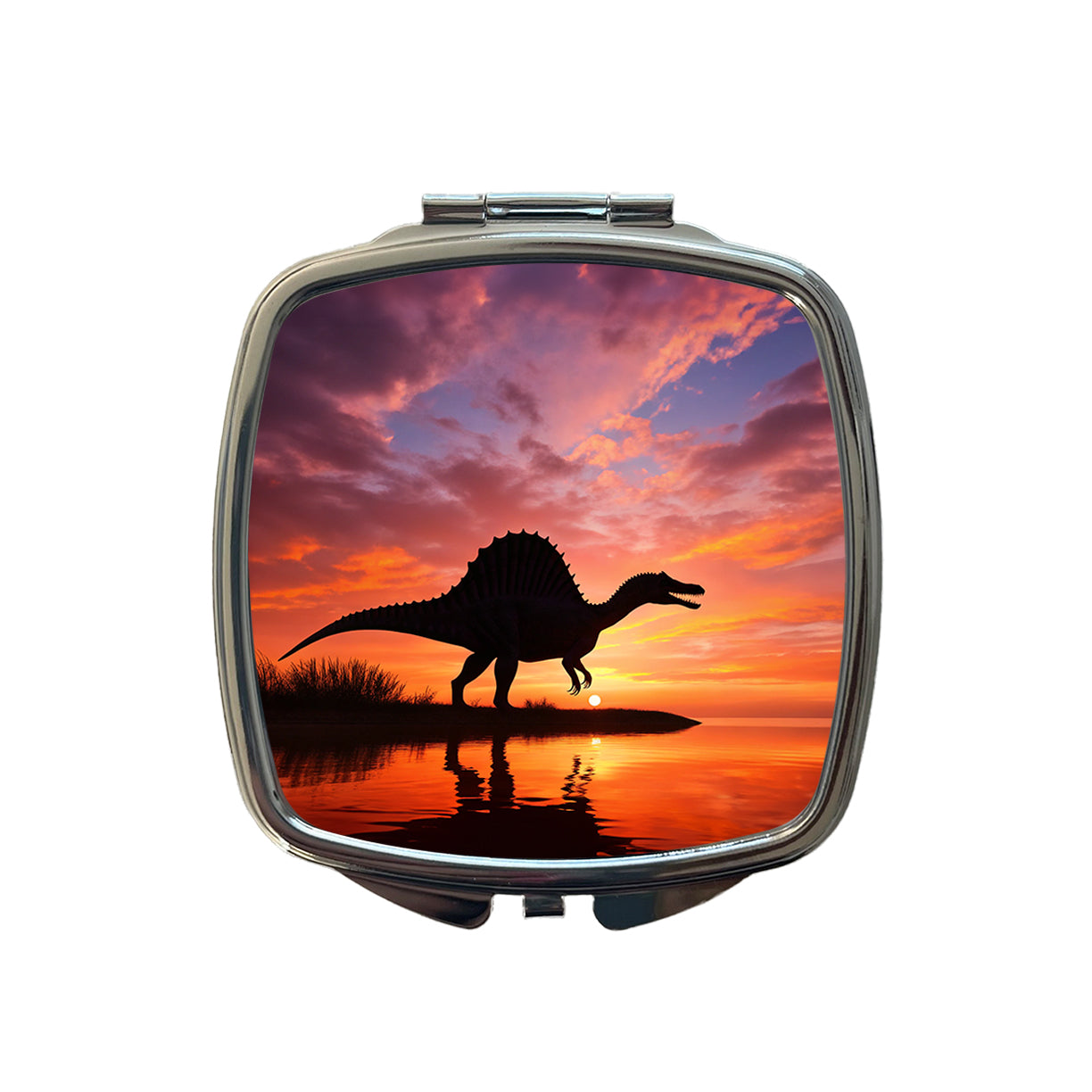 Spinosaurus Sunset Dinosaur Small Travel Purse Handbag Pocket Makeup Compact Mirror
