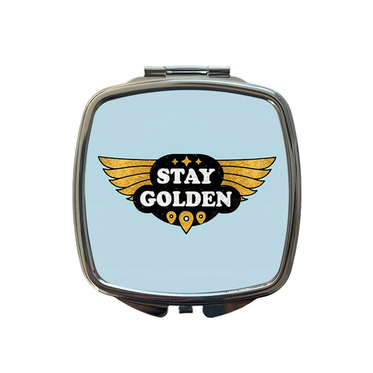 Stay Golden Funny Small Travel Purse Handbag Pocket Makeup Compact Mirror