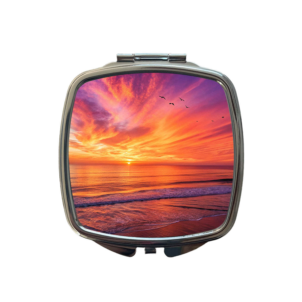 Sunrise Sunset Over The Ocean Beach Small Travel Purse Handbag Pocket Makeup Compact Mirror