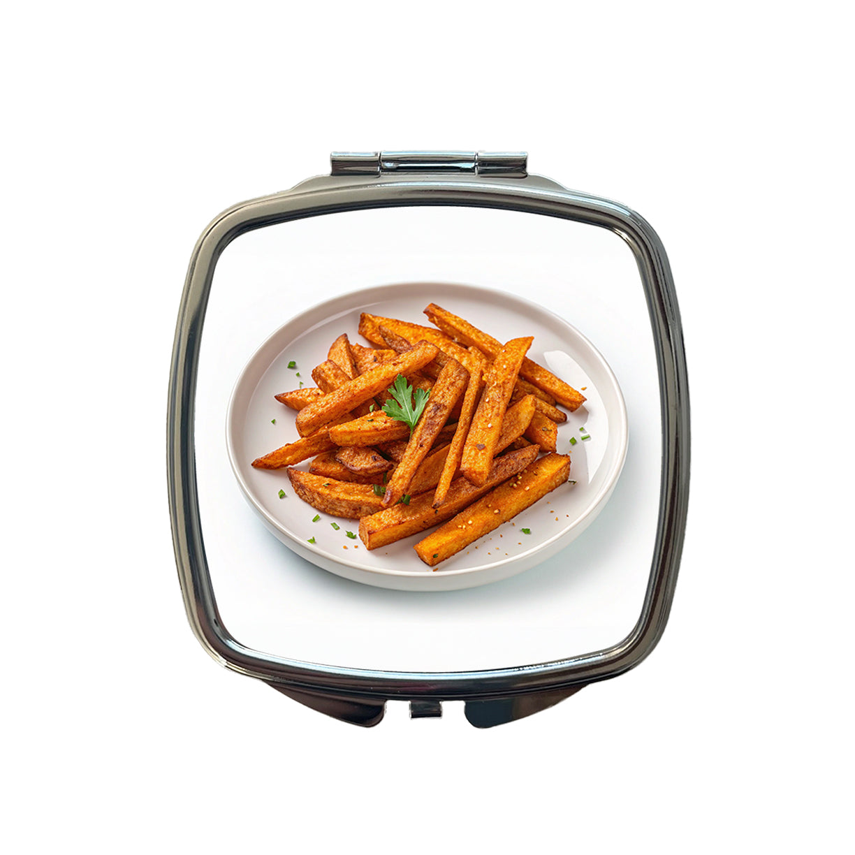 Sweet Potato Fries On Plate Small Travel Purse Handbag Pocket Makeup Compact Mirror