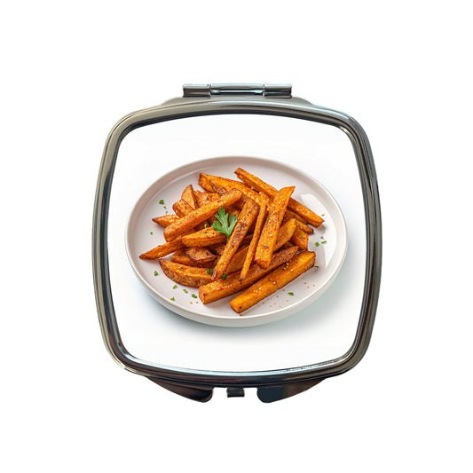 Sweet Potato Fries On Plate Small Travel Purse Handbag Pocket Makeup Compact Mirror