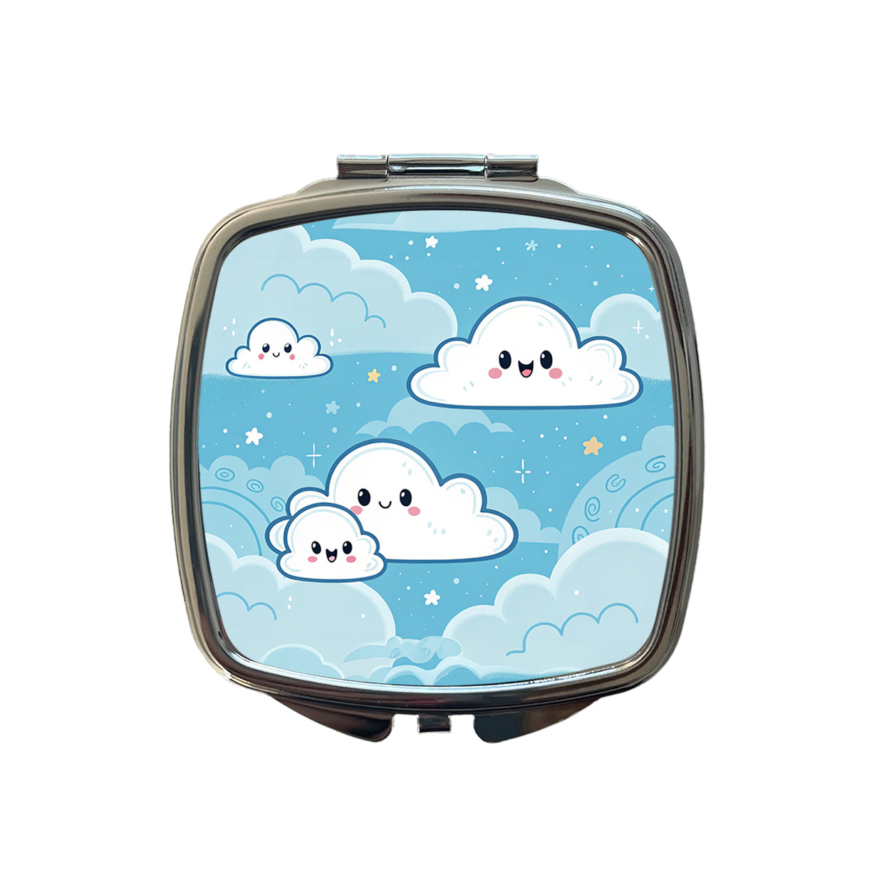 Sweet Puffy Clouds Kawaii Style Small Travel Purse Handbag Pocket Makeup Compact Mirror