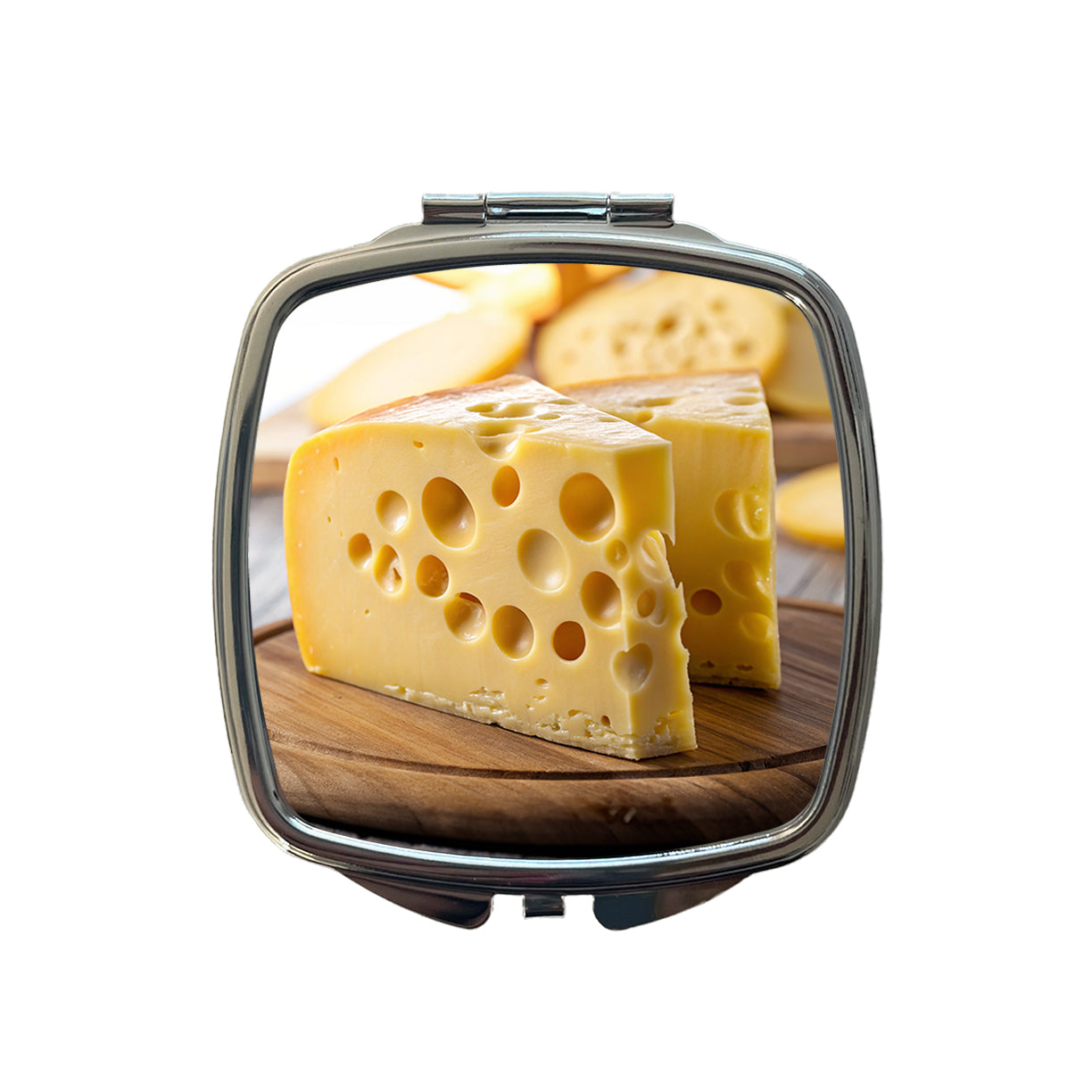 Swiss Cheese on Cutting Board Small Travel Purse Handbag Pocket Makeup Compact Mirror