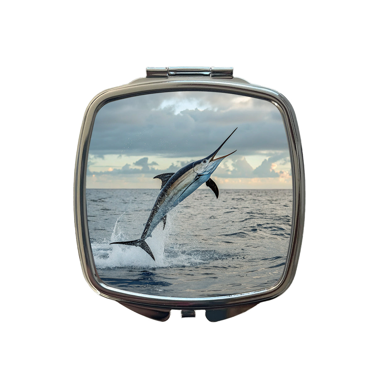 Swordfish Jumping Fishing Small Travel Purse Handbag Pocket Makeup Compact Mirror