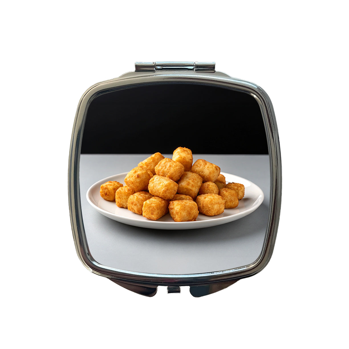 Tater Tots Plate Small Travel Purse Handbag Pocket Makeup Compact Mirror