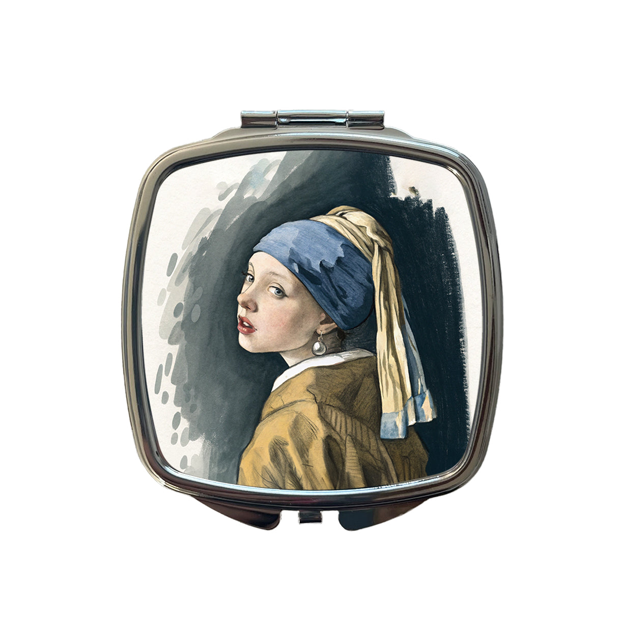 The Girl With A Pearl Earring By Johannes Vermeer Inspired Small Travel Purse Handbag Pocket Makeup Compact Mirror