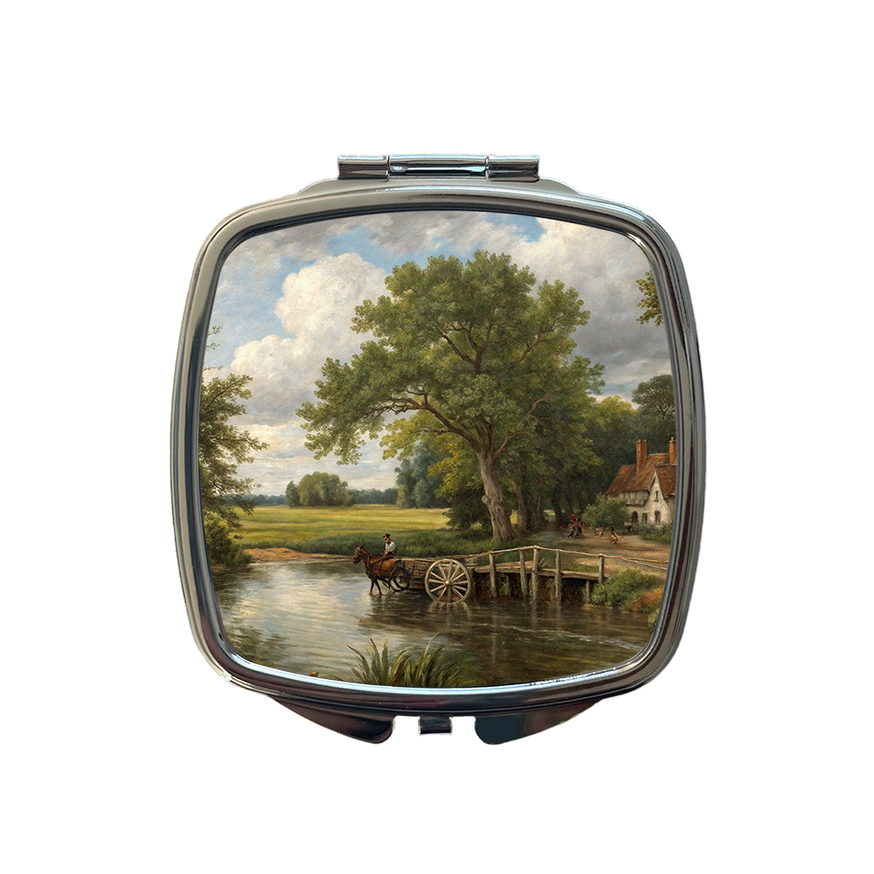 The Hay Wain By John Constable Inspired Small Travel Purse Handbag Pocket Makeup Compact Mirror
