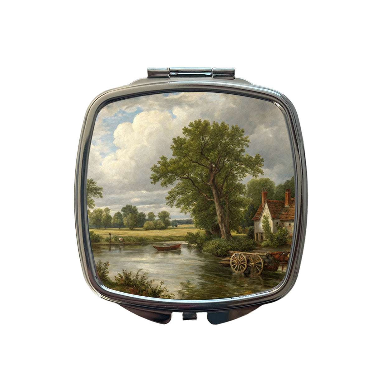 The Hay Wain By John Constable Painting Inspired Small Travel Purse Handbag Pocket Makeup Compact Mirror