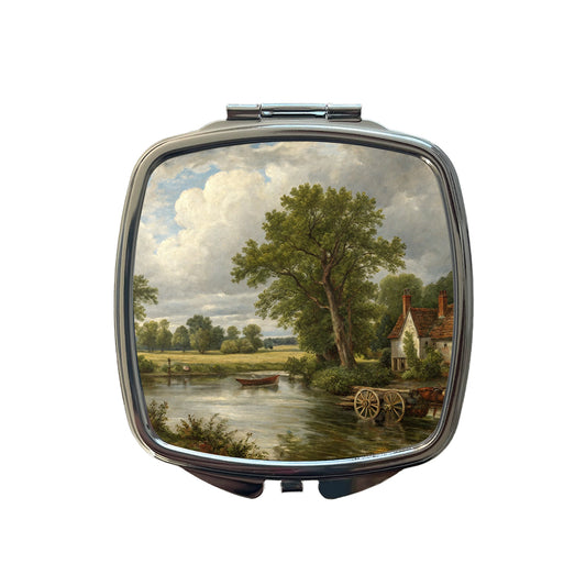 The Hay Wain By John Constable Painting Inspired Small Travel Purse Handbag Pocket Makeup Compact Mirror