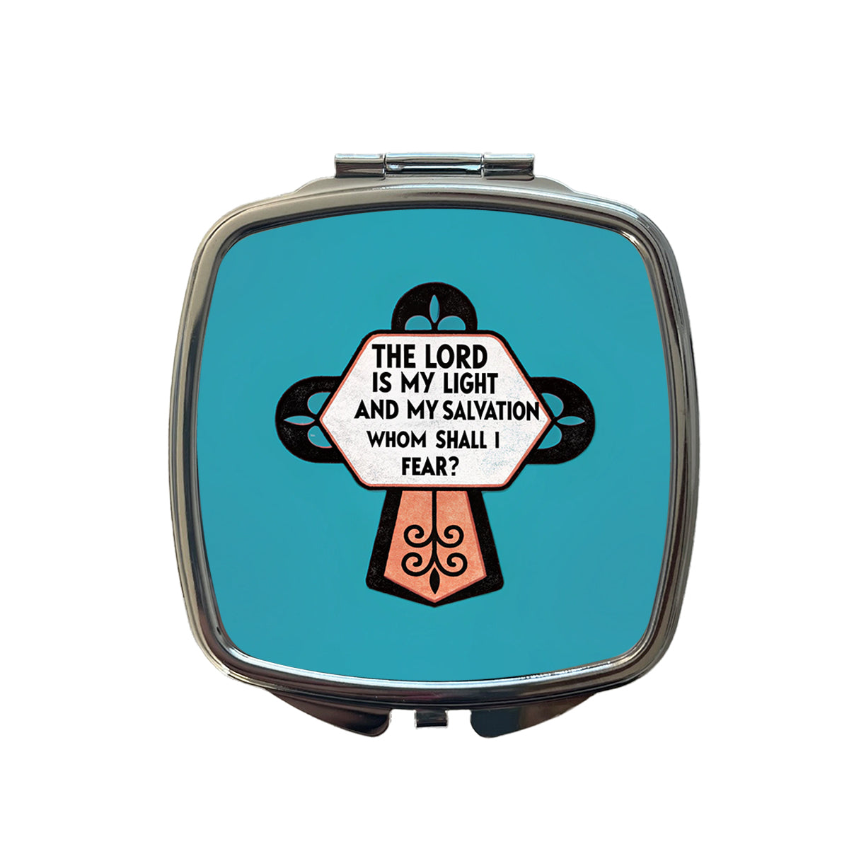 The Lord Is My Light And My Salvation Whom Shall I Fear Cross Bible Verse Small Travel Purse Handbag Pocket Makeup Compact Mirror