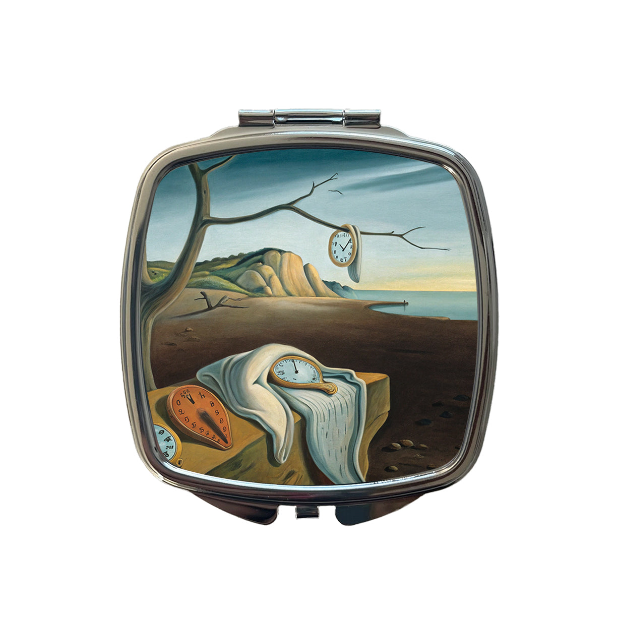 The Persistence Of Memory By Salvador Dali Inspired Clocks Small Travel Purse Handbag Pocket Makeup Compact Mirror