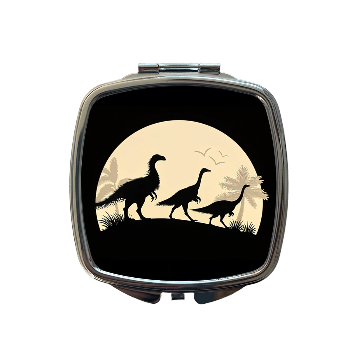Therizinosaurus Silhouettes Dinosaurs Small Travel Purse Handbag Pocket Makeup Compact Mirror