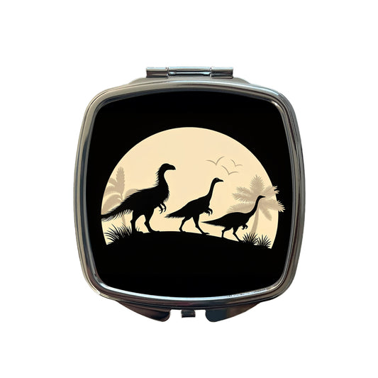 Therizinosaurus Silhouettes Dinosaurs Small Travel Purse Handbag Pocket Makeup Compact Mirror