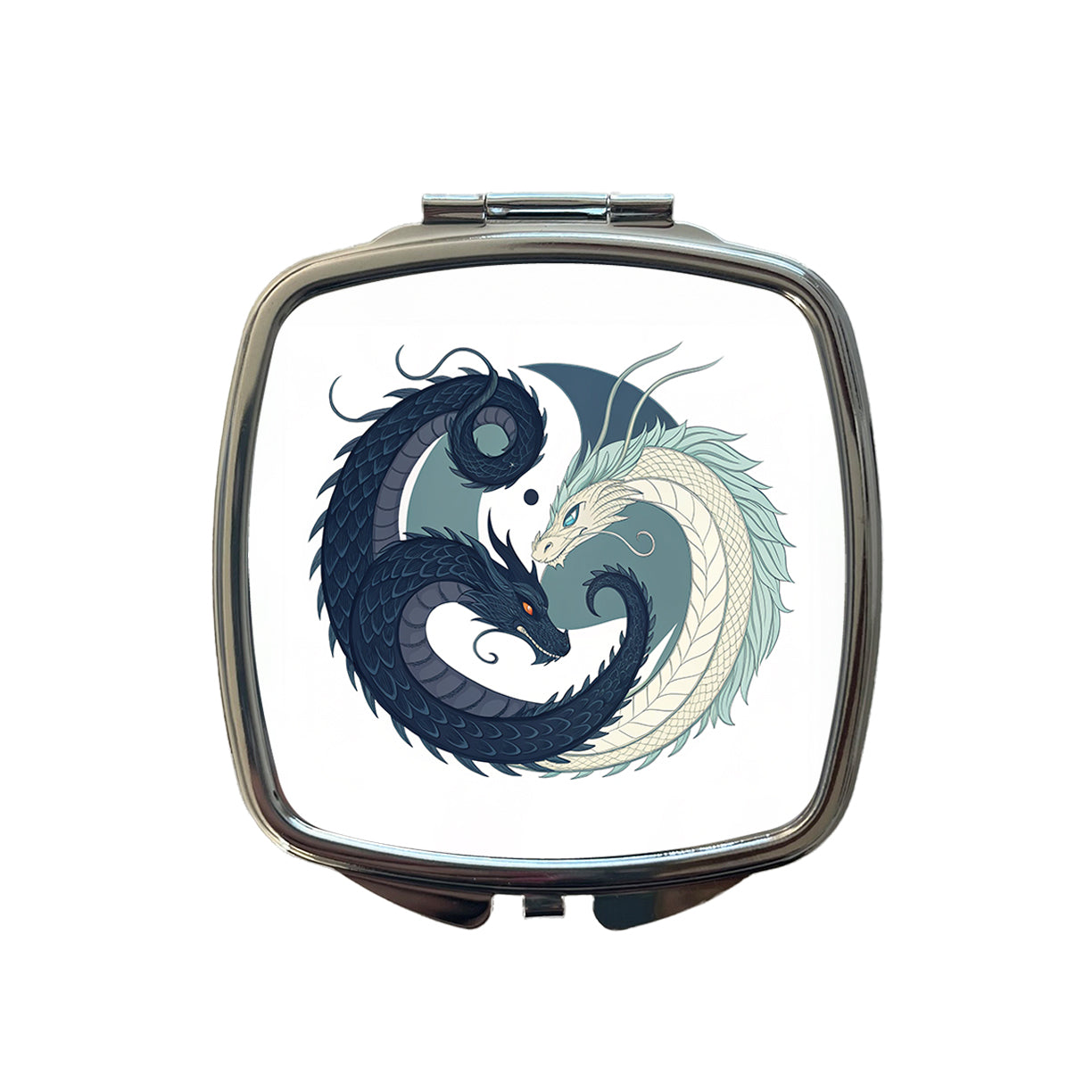 Two Dragons Yin Yang Small Travel Purse Handbag Pocket Makeup Compact Mirror