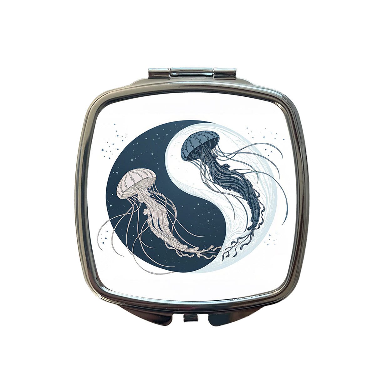 Two Jellyfish Yin Yang Small Travel Purse Handbag Pocket Makeup Compact Mirror