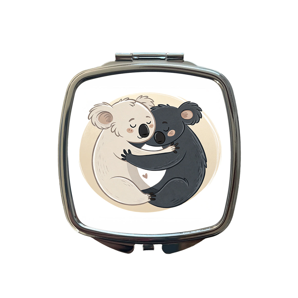 Two Koalas Yin Yang Dark Light Small Travel Purse Handbag Pocket Makeup Compact Mirror