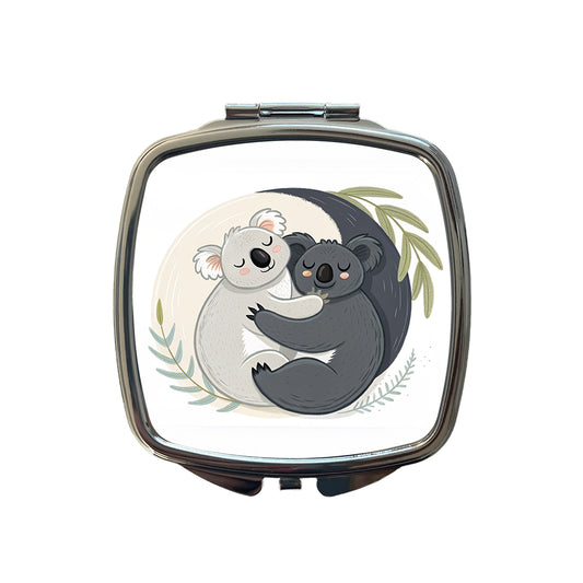 Two Koalas Yin Yang Small Travel Purse Handbag Pocket Makeup Compact Mirror
