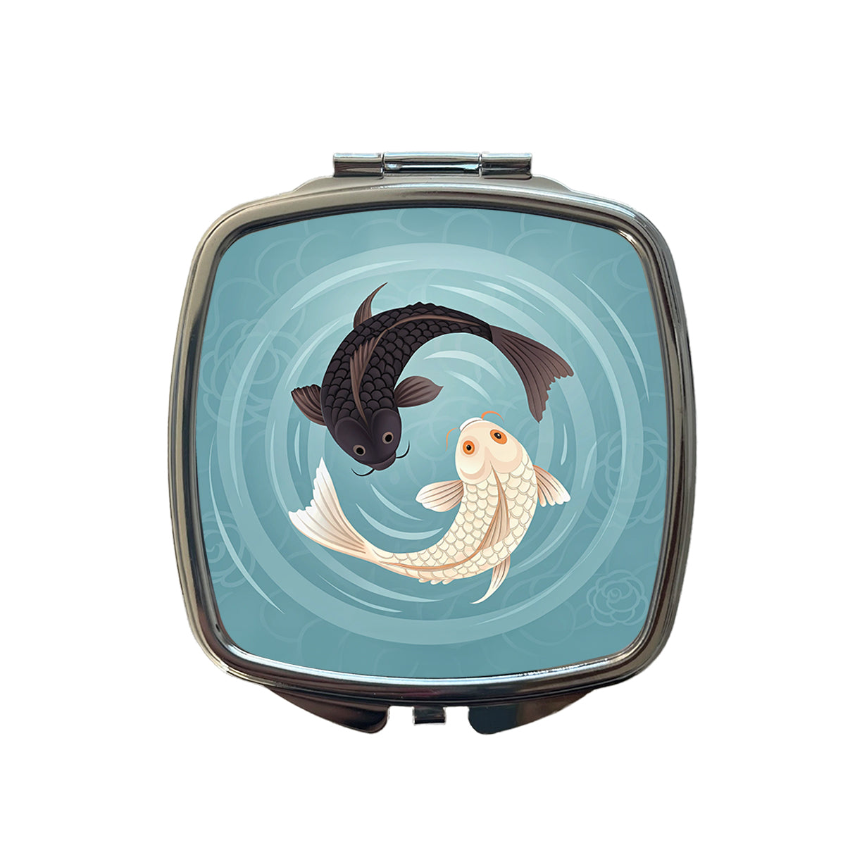 Two Koi Yin Yang Small Travel Purse Handbag Pocket Makeup Compact Mirror