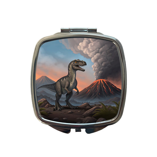 Velociraptor Volcano Dinosaur Small Travel Purse Handbag Pocket Makeup Compact Mirror
