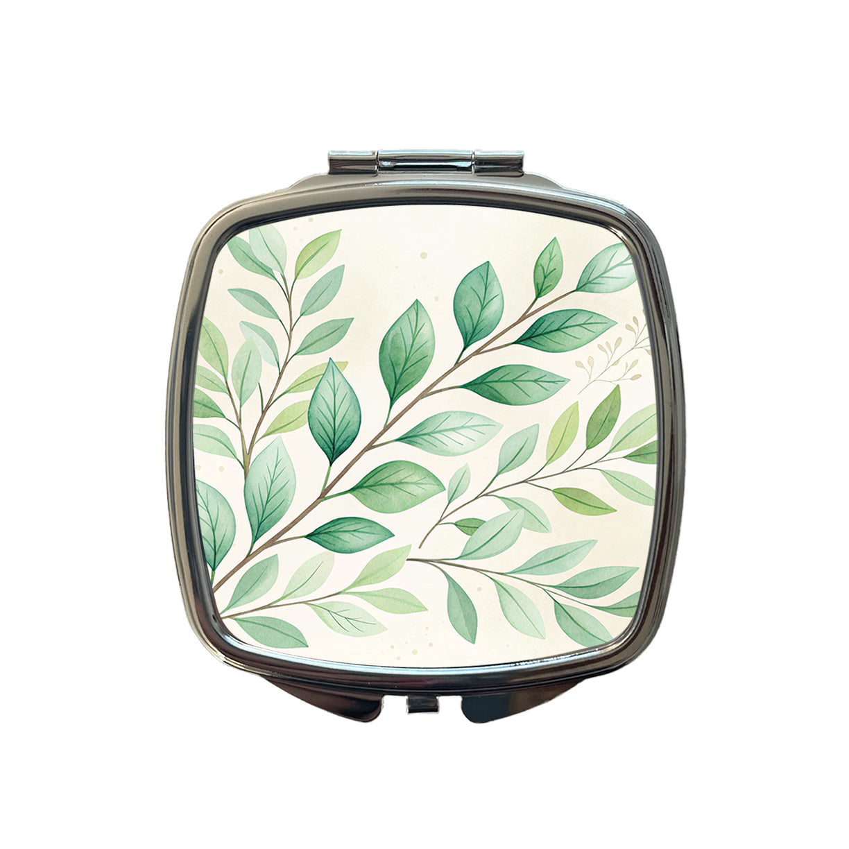 Watercolor Green Leaves And Branches Small Travel Purse Handbag Pocket Makeup Compact Mirror