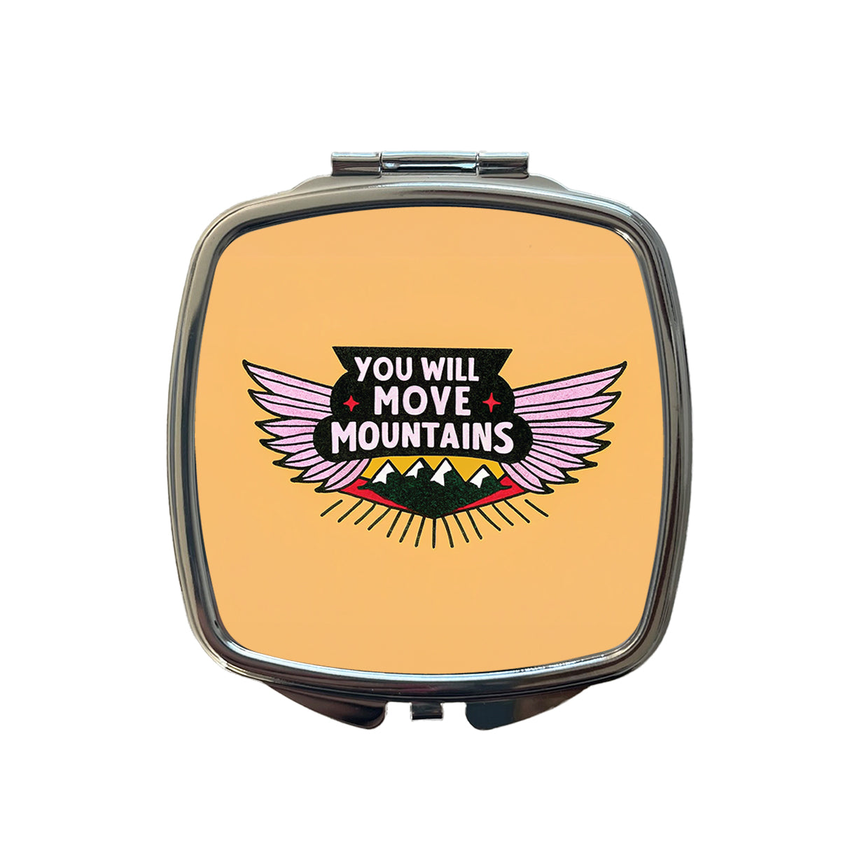 You Will Move Mountains Inspirational Small Travel Purse Handbag Pocket Makeup Compact Mirror