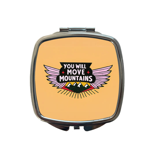 You Will Move Mountains Inspirational Small Travel Purse Handbag Pocket Makeup Compact Mirror