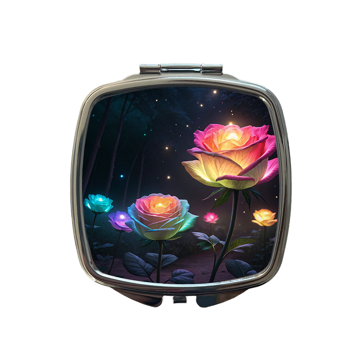 Glowing Roses Beautiful Flowers Small Travel Purse Handbag Pocket Makeup Compact Mirror
