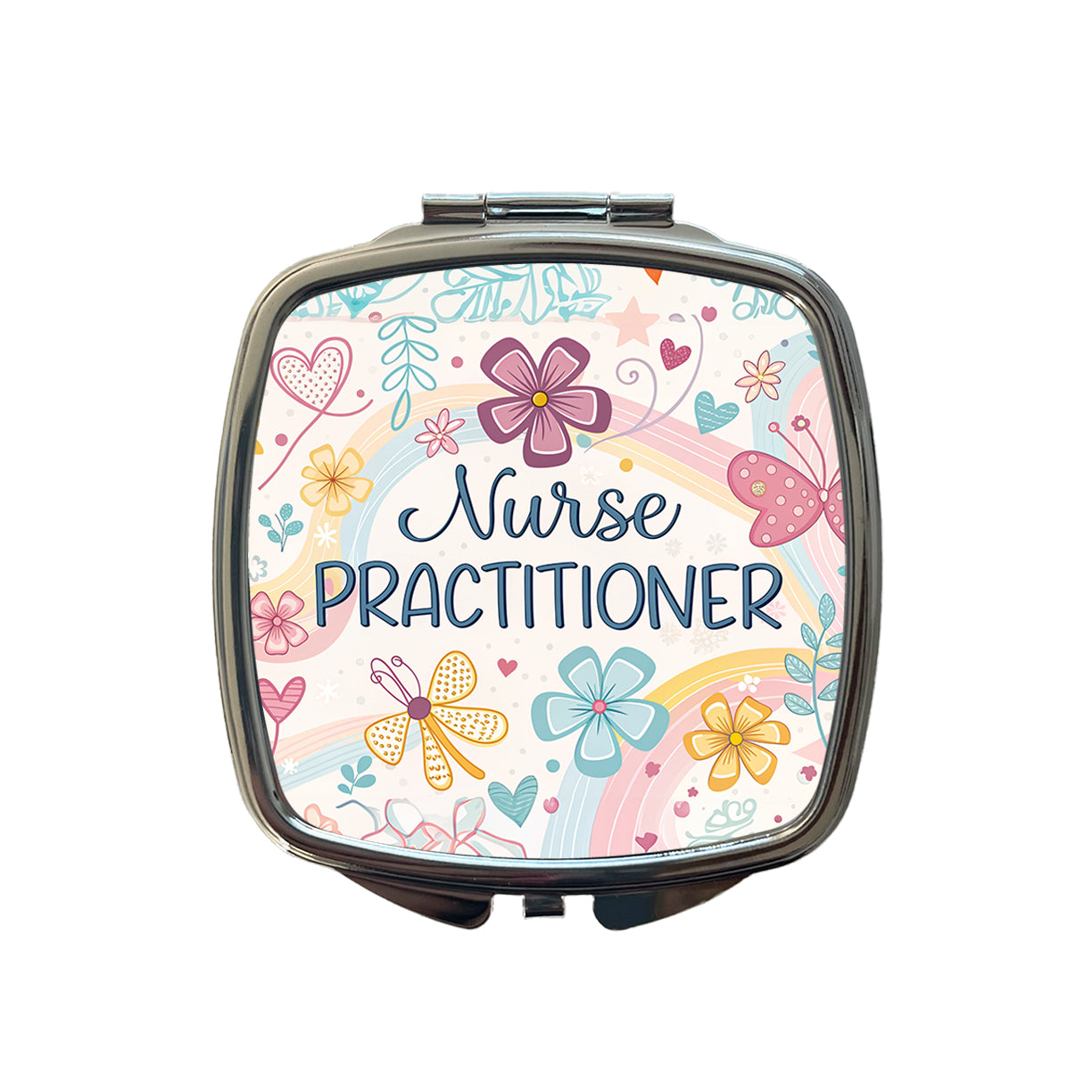 Nurse Practitioner Appreciation Coquette Bows Flowers Small Travel Purse Handbag Pocket Makeup Compact Mirror