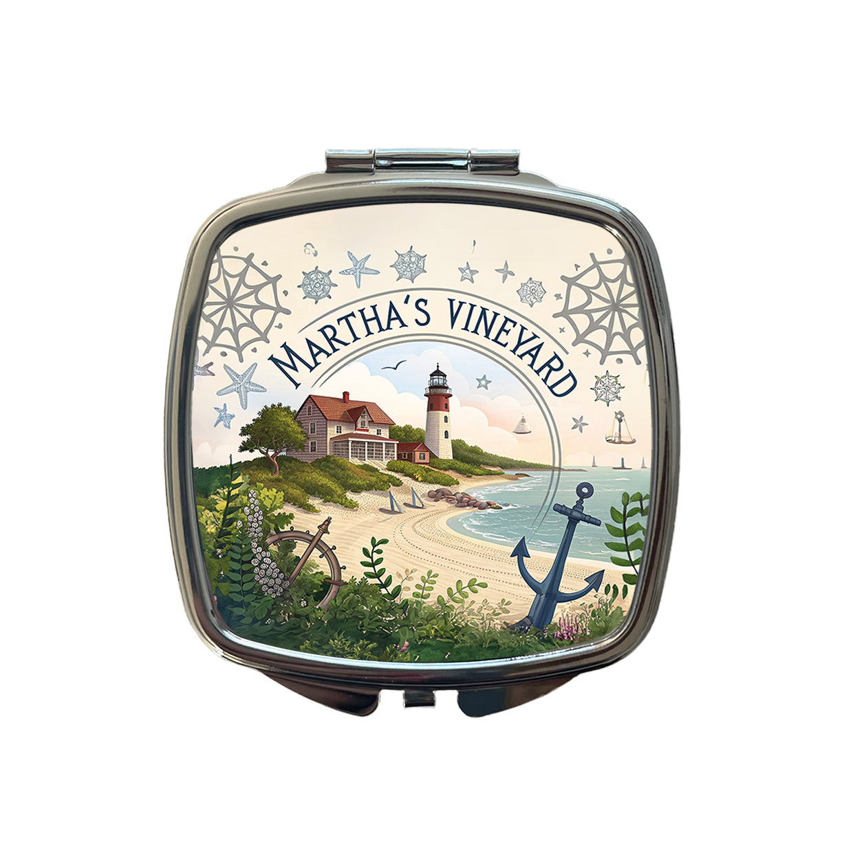 Martha's Vineyard, Massachusetts MA Travel City State Stamp Small Travel Purse Handbag Pocket Makeup Compact Mirror