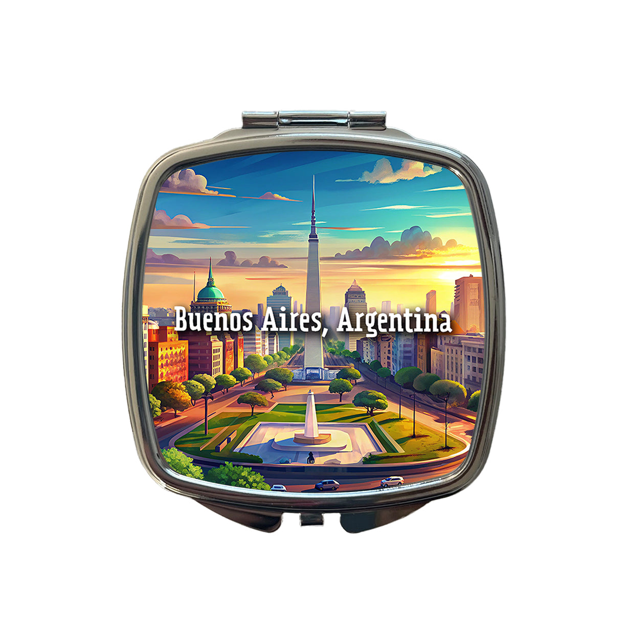 Buenos Aires, Argentina Travel City Country Stamp Small Travel Purse Handbag Pocket Makeup Compact Mirror