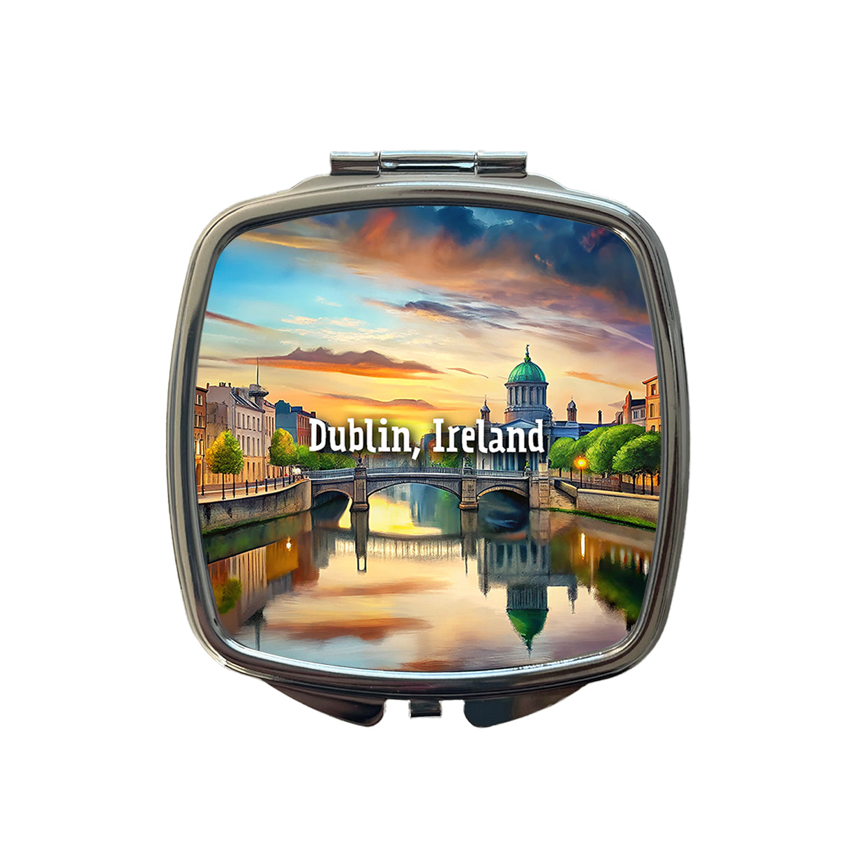 Dublin, Ireland Travel City Country Stamp Small Travel Purse Handbag Pocket Makeup Compact Mirror
