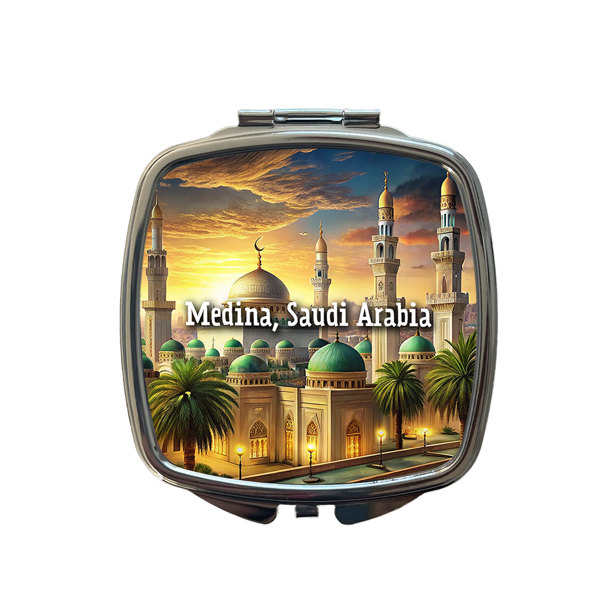 Medina, Saudi Arabia Travel City Country Stamp Small Travel Purse Handbag Pocket Makeup Compact Mirror