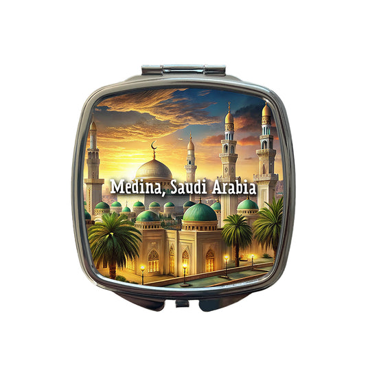 Medina, Saudi Arabia Travel City Country Stamp Small Travel Purse Handbag Pocket Makeup Compact Mirror