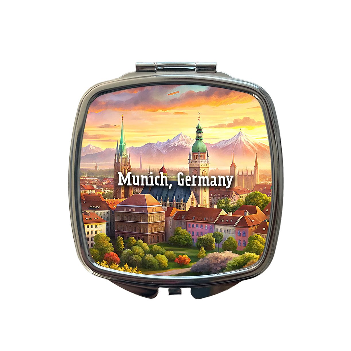 Munich, Germany Travel City Country Stamp Small Travel Purse Handbag Pocket Makeup Compact Mirror