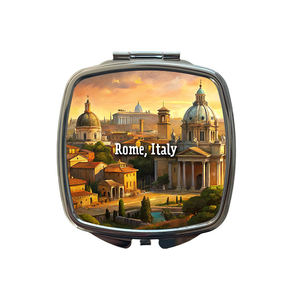 Rome, Italy Travel City Country Stamp Small Travel Purse Handbag Pocket Makeup Compact Mirror