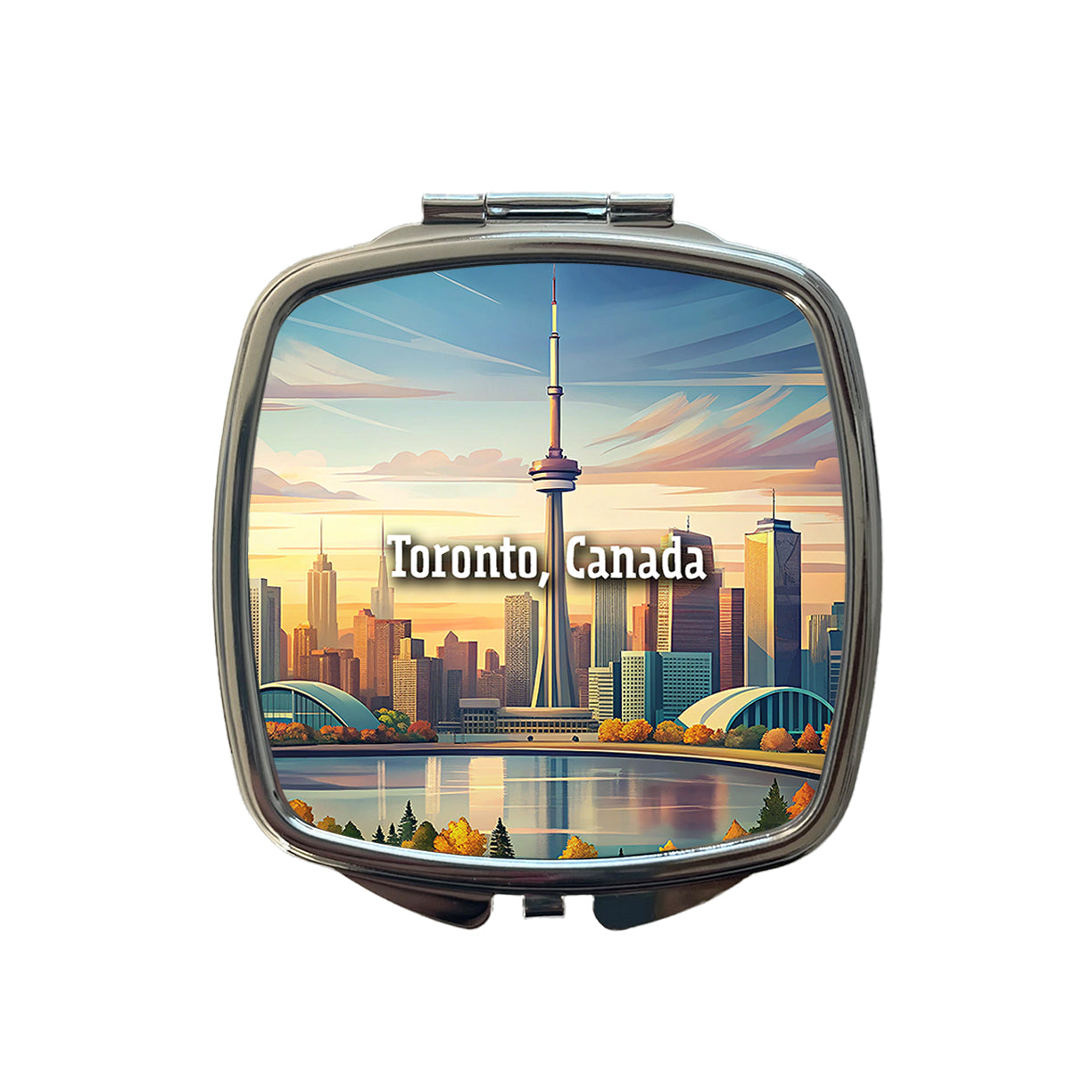 Toronto, Canada Travel City Country Stamp Small Travel Purse Handbag Pocket Makeup Compact Mirror